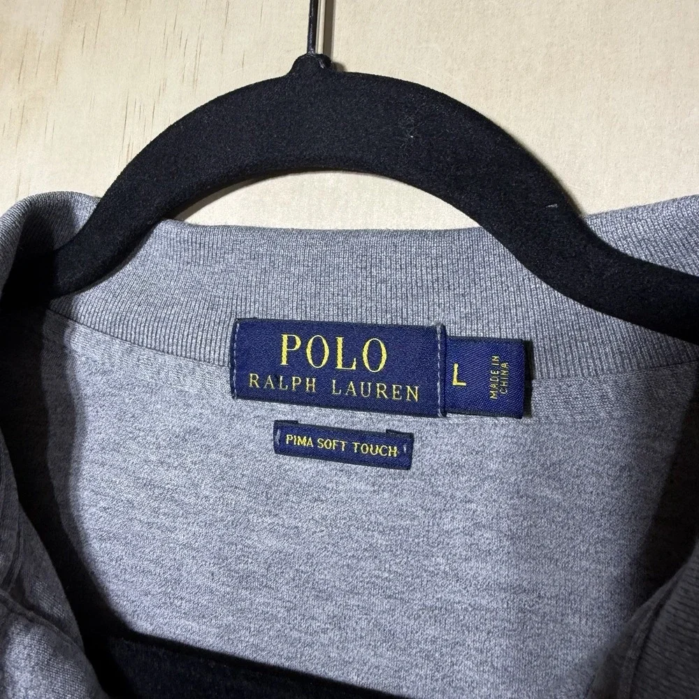 Polo Ralph Lauren Pima Soft Touch Polo Shirt Men's L Gray Long Sleeve Cotton